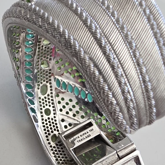 Judith Ripka Authentic Emerald & Silver and Silver Cuff Bracelet - Picture 7 of 9